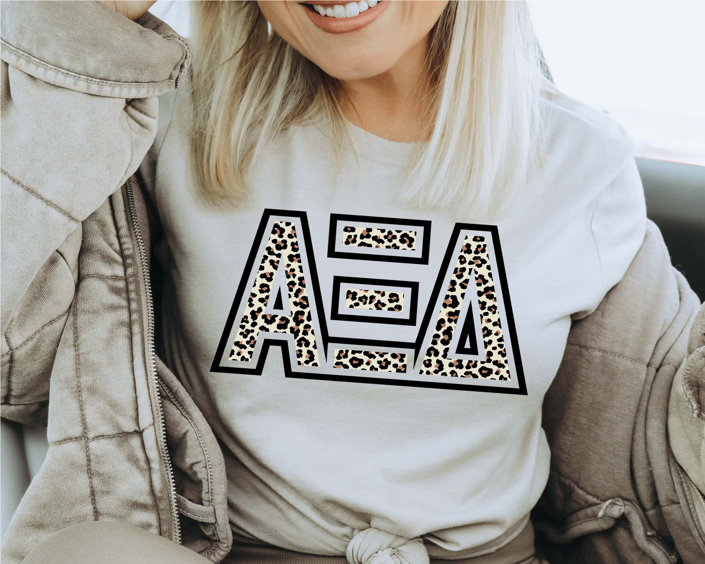 Alpha Xi Delta Safari Style Letters Sorority T-shirt _ 30443g