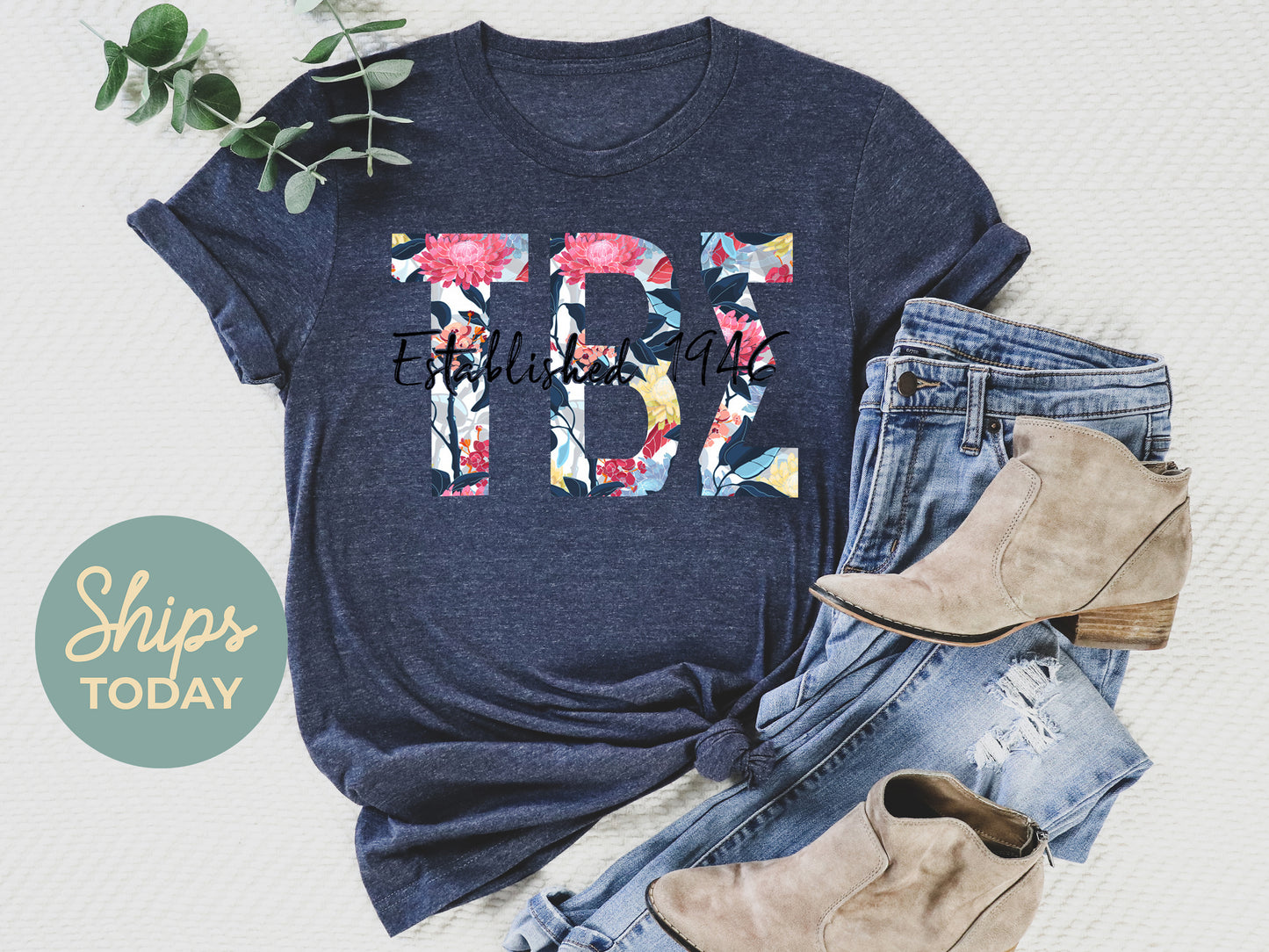 Tau Beta Sigma Floral Block Sorority T-shirt _ 3522g