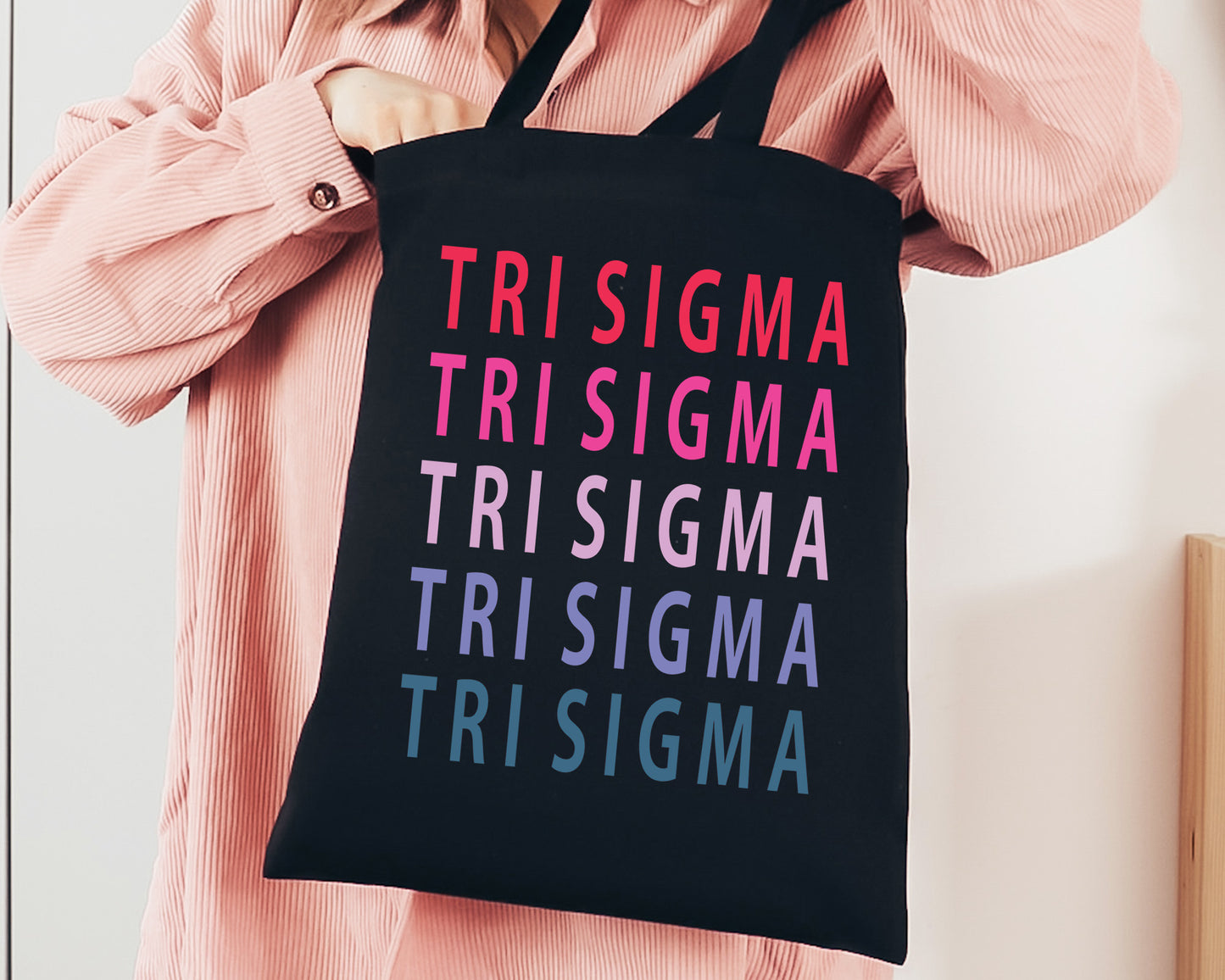 Sigma Sigma Sigma Bright and Stacked Sorority Tote Bag _ 34408g