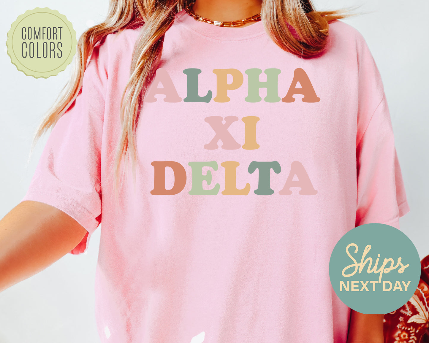 Alpha Xi Delta Bright and Proud Comfort Colors Sorority T-shirt _ 422g