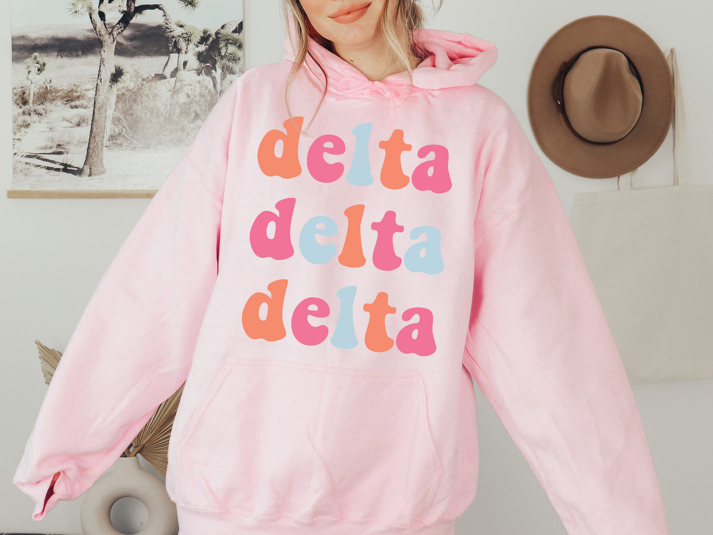 Delta Delta Delta Vividly Vibrant Sorority Hoodie _ 3159g
