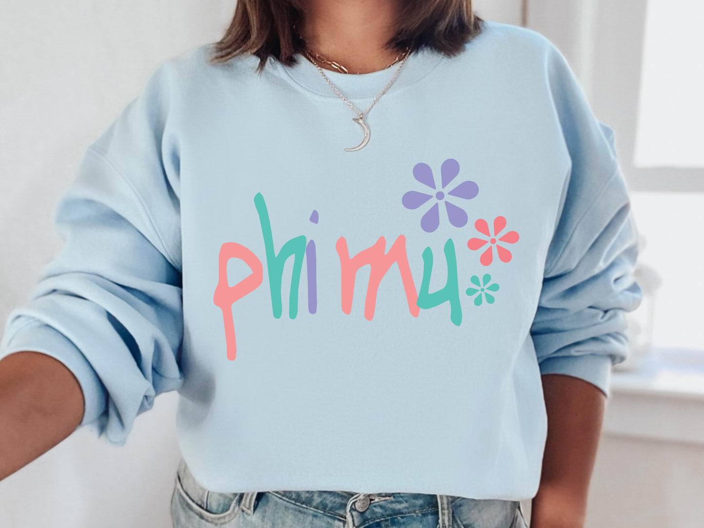 Phi Mu Colorful Floral Sorority Sweatshirt _ 2621g