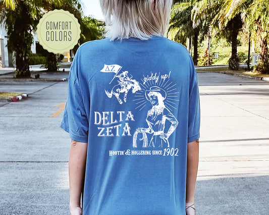 Delta Zeta Howdy Cowgirl Comfort Colors Sorority T-shirt _ 35372g
