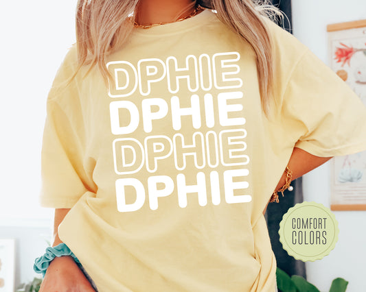 Delta Phi Epsilon Bold Bubble Letter Comfort Colors Sorority T-shirt _ 2224g
