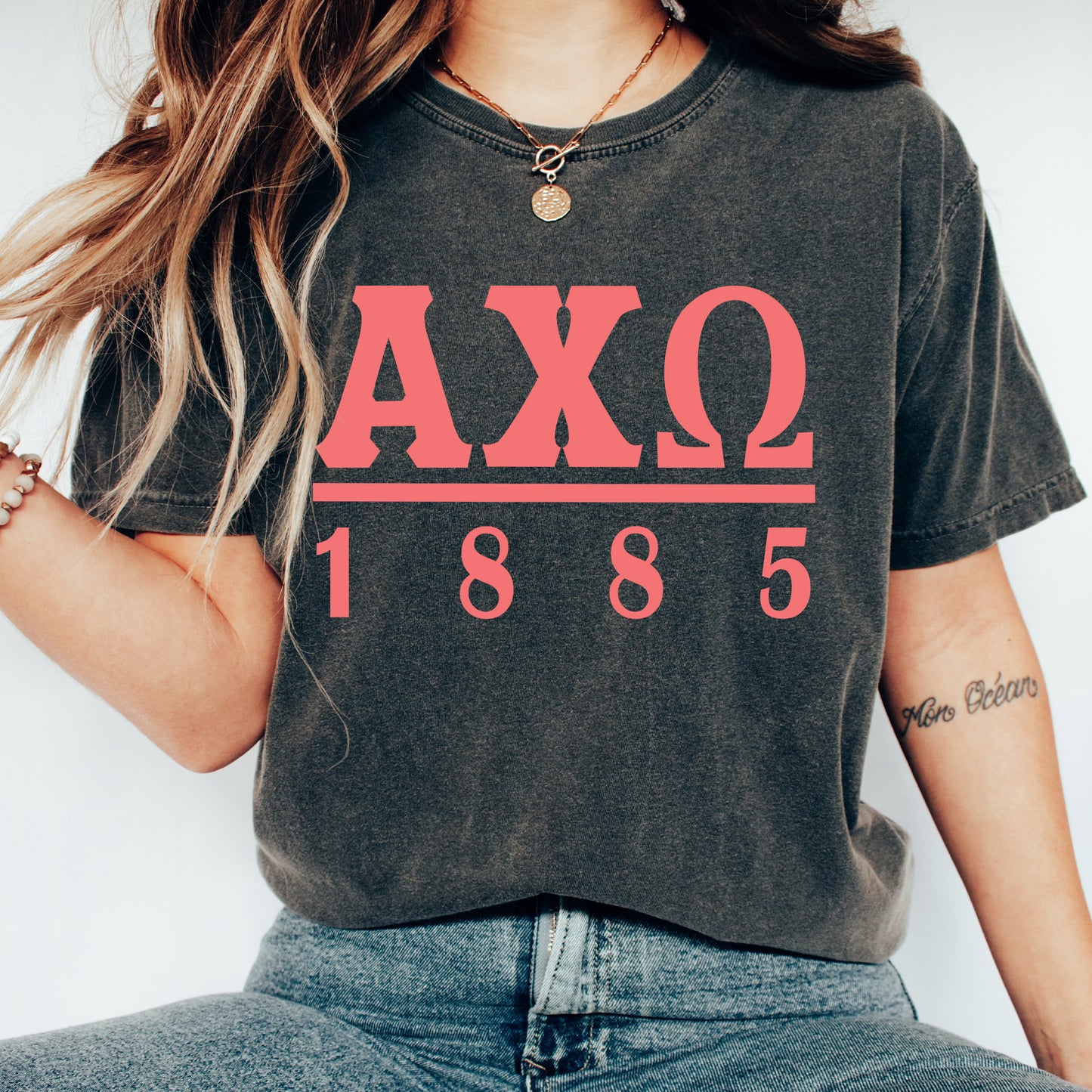 Alpha Chi Omega Monochromatic Sorority T-shirt _ 30843g