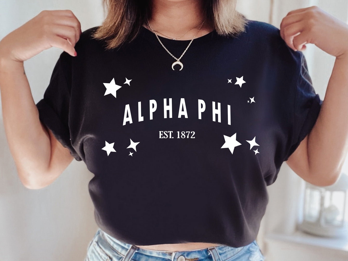 Alpha Phi Arched Star Sorority T-shirt _ 2269g