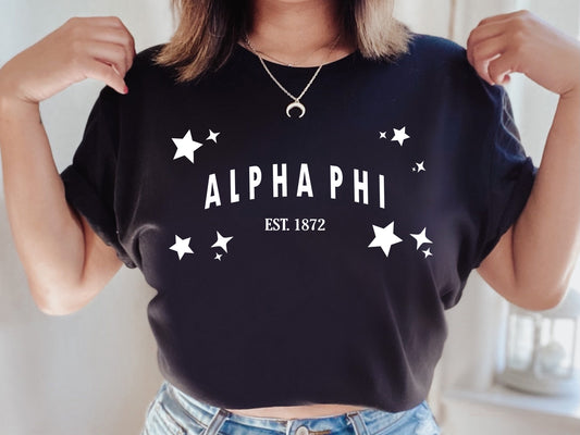 Alpha Phi Arched Star Sorority T-shirt _ 2269g