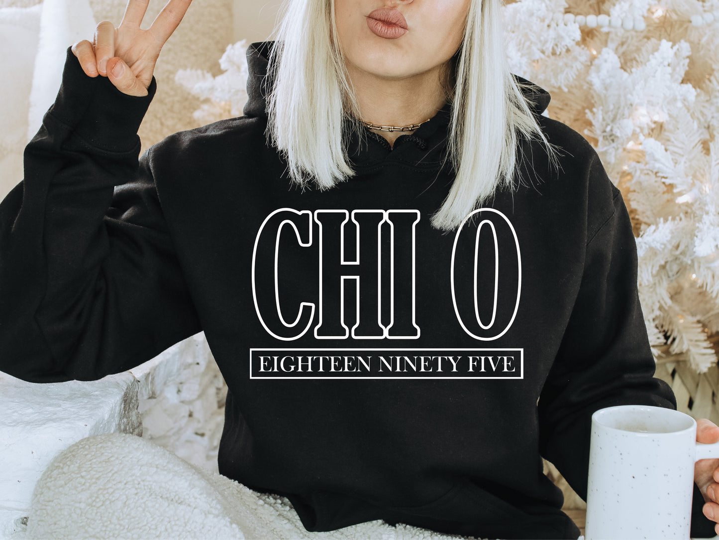 Chi Omega Stencil Stacked Sorority Hoodie _ 2143g