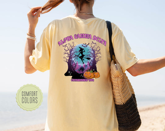 Alpha Gamma Delta Halloween Witch Comfort Colors Sorority T-shirt _ 36229g