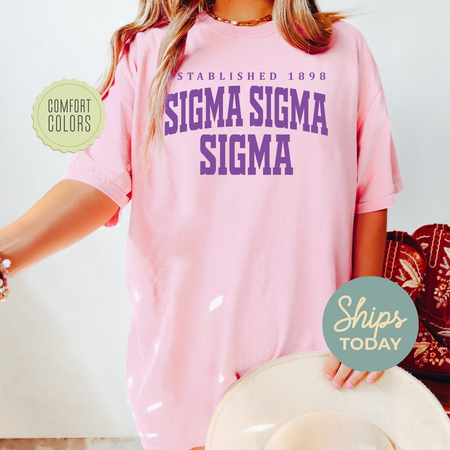 Sigma Sigma Sigma Bold Letters Comfort Colors Sorority T-shirt _ 35143g