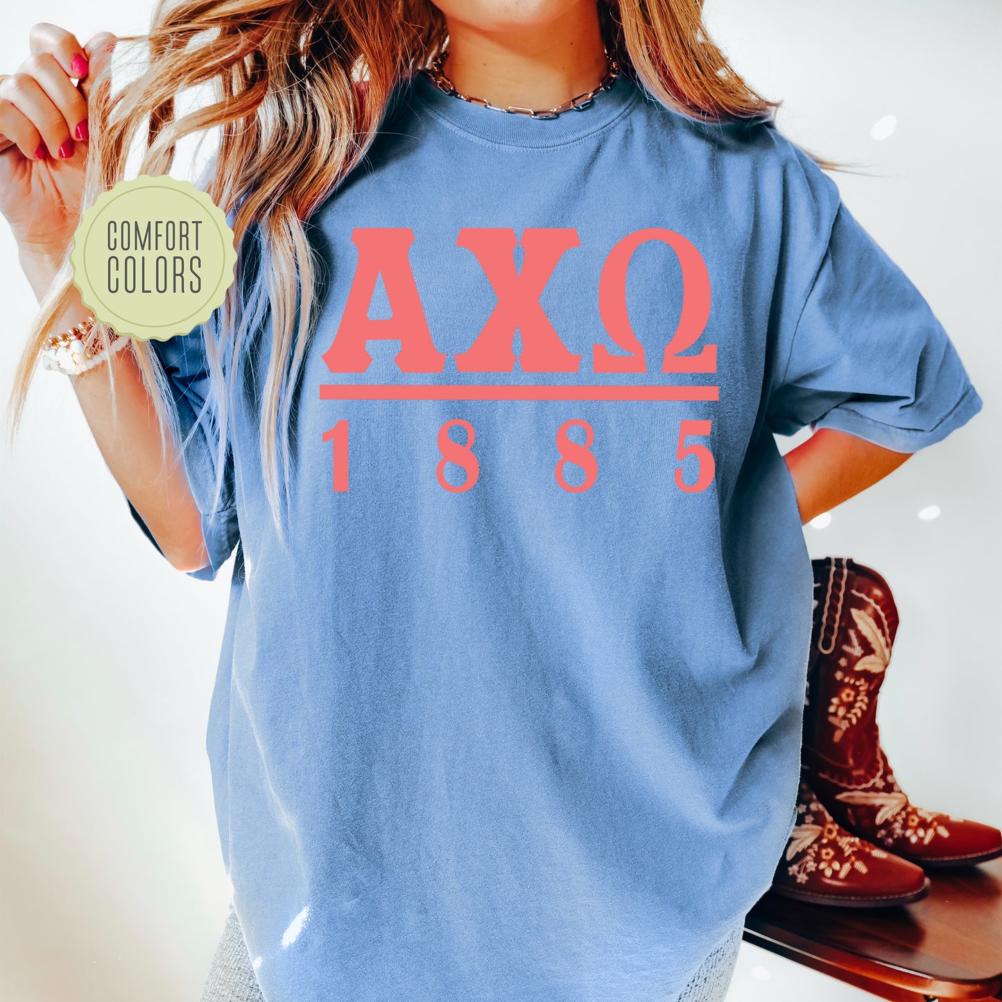 Alpha Chi Omega Monochromatic Comfort Colors Sorority T-shirt _ 30843g