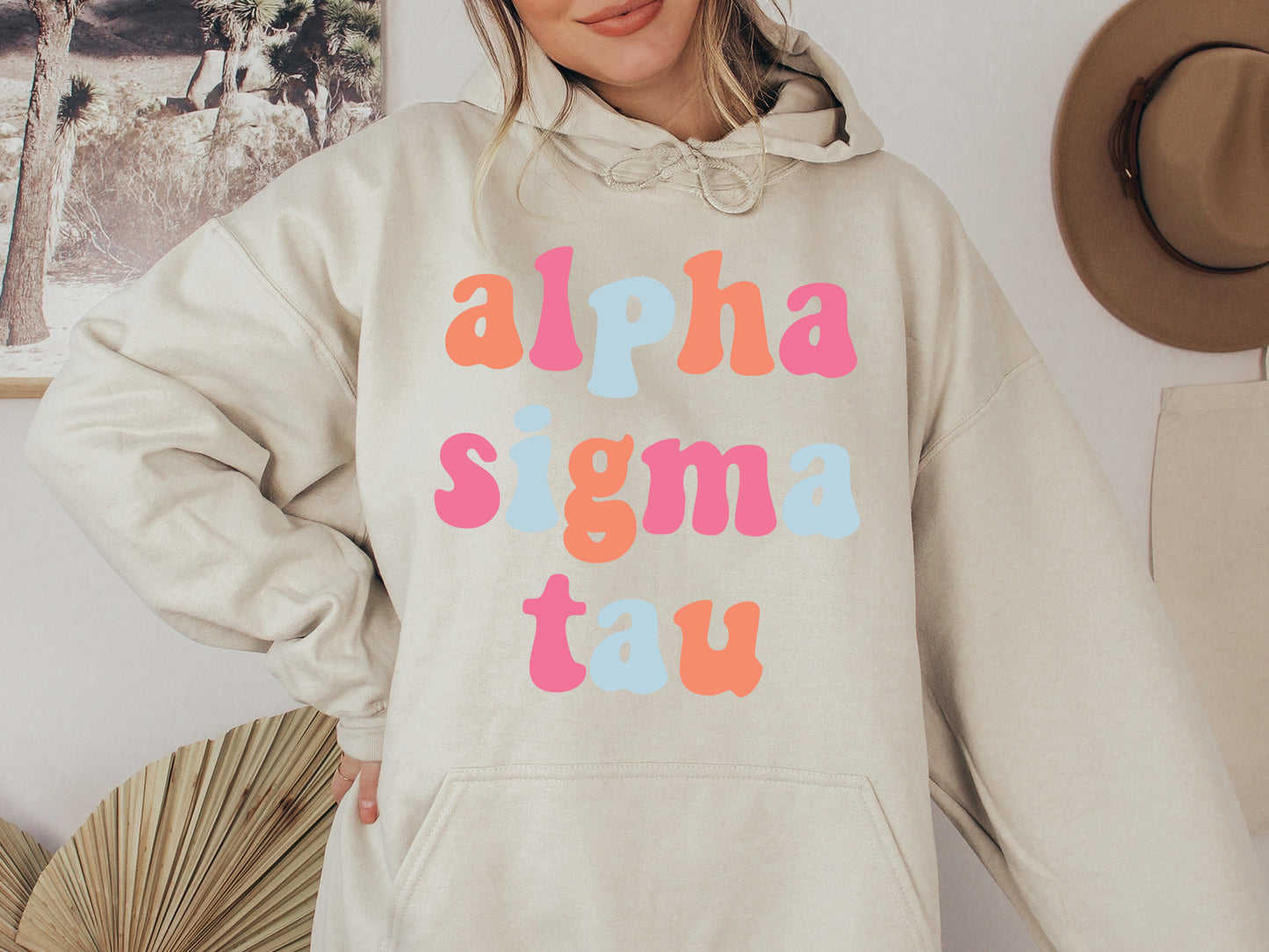 Alpha Sigma Tau Vividly Vibrant Sorority Hoodie _ 3156g