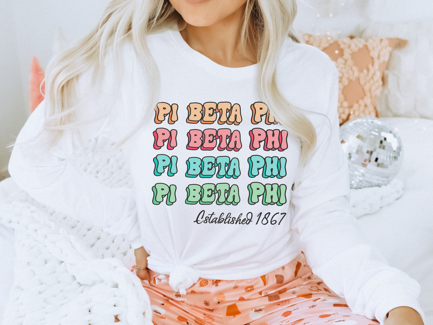 Pi Beta Phi Lucy Sorority Long Sleeve T-shirt _ 278g