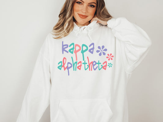 Kappa Alpha Theta Colorful Floral Sorority Hoodie _ 2618g