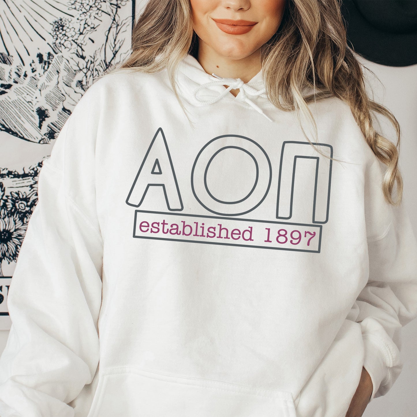 Alpha Omicron Pi Simply Greek Sorority Hoodie _ 39340g