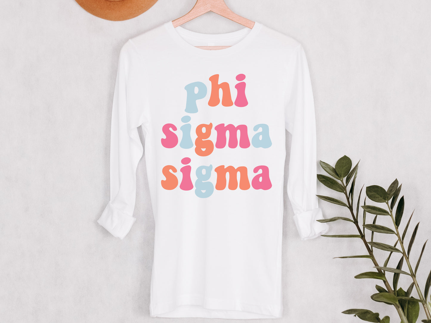 Phi Sigma Sigma Vividly Vibrant Sorority Long Sleeve T-shirt _ 3168g