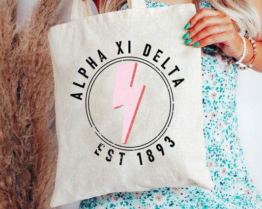 Alpha Xi Delta Pinkish Strike Sorority Tote Bag _ 34368g