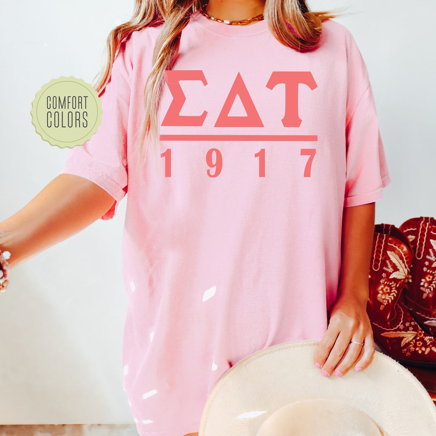 Sigma Delta Tau Monochromatic Comfort Colors Sorority T-shirt _ 30864g