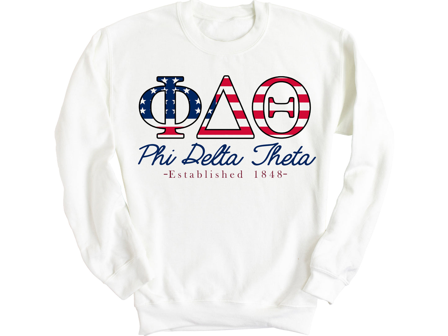 Phi Delta Theta American Flag Letters Fraternity Sweatshirt _ 1169g