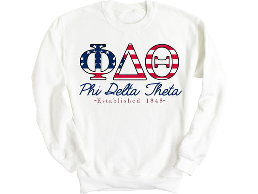 Phi Delta Theta American Flag Letters Fraternity Sweatshirt _ 1169g