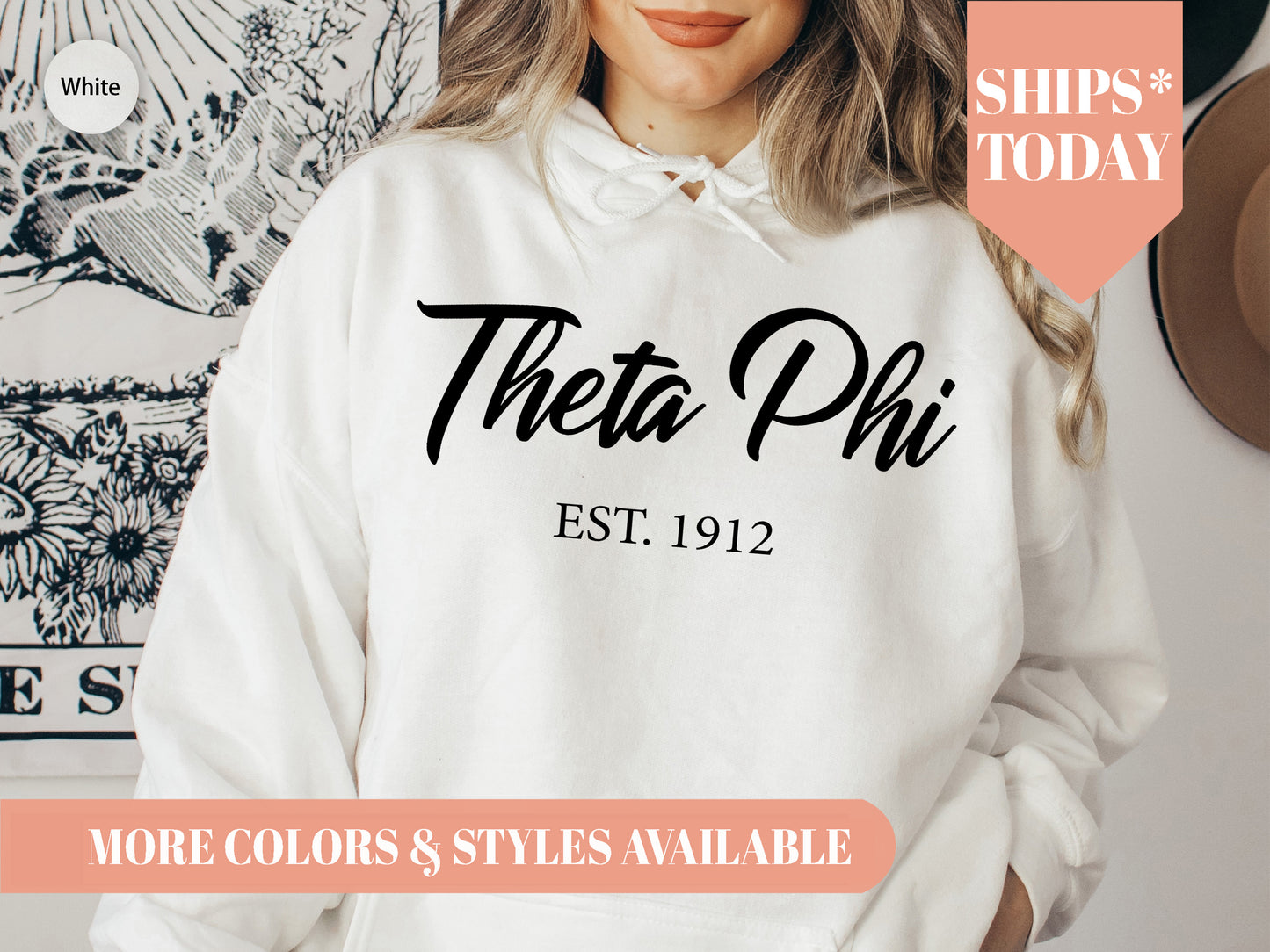 Theta Phi Alpha Black Flowy Sorority Hoodie _ 101g