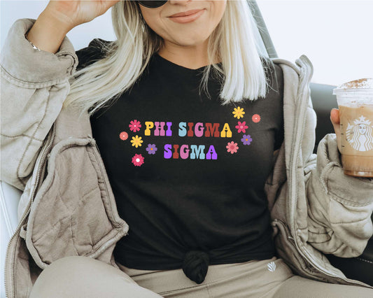 Phi Sigma Sigma Splash of Color Sorority T-shirt _ 3194g
