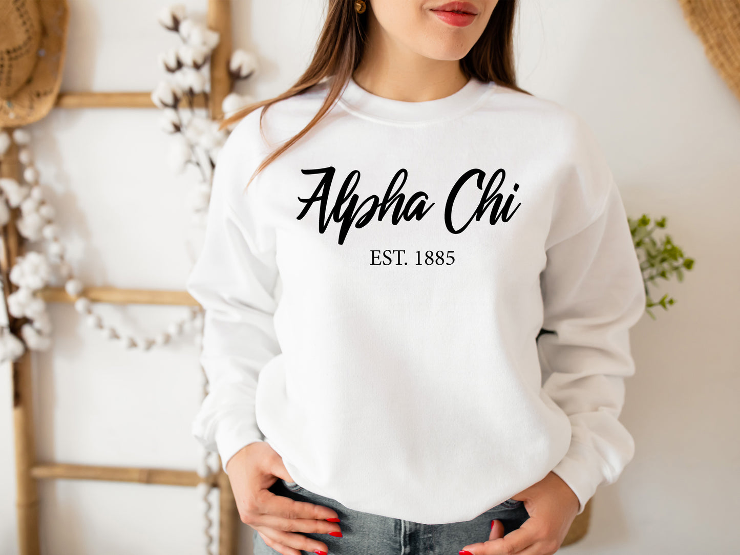 Alpha Chi Omega Black Flowy Sorority Sweatshirt _ 77g
