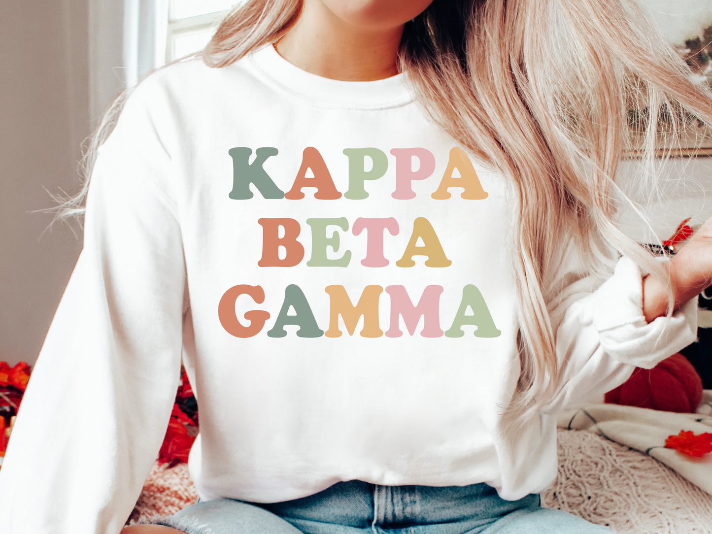 Kappa Beta Gamma Bright and Colorful Sorority Sweatshirt _ 3472g