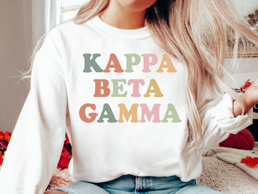 Kappa Beta Gamma Bright and Colorful Sorority Sweatshirt _ 3472g