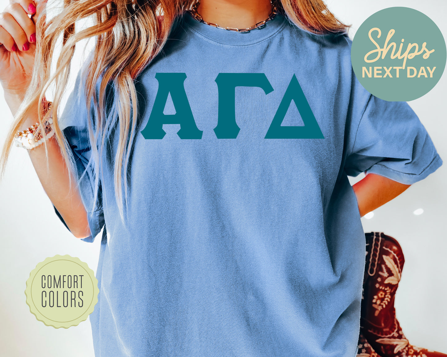 Alpha Gamma Delta Back to the Basics Comfort Colors Sorority T-shirt _ 625g