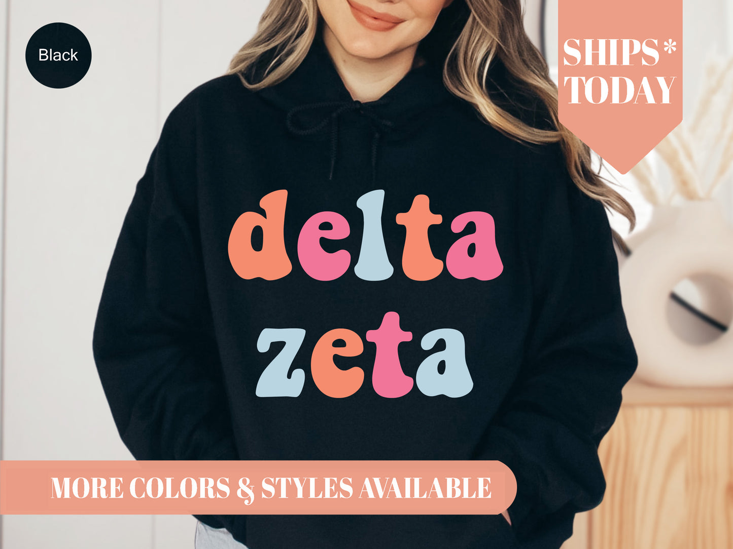 Delta Zeta Vividly Vibrant Sorority Hoodie _ 3162g