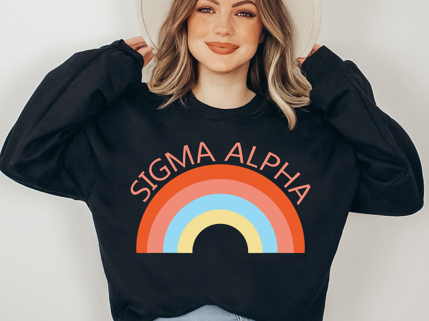 Sigma Alpha Colorful Rainbow Sorority Sweatshirt _ 3463g