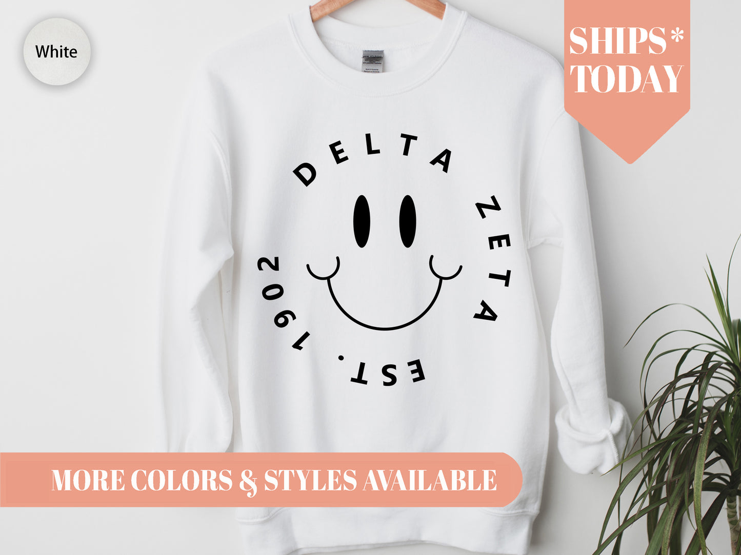 Delta Zeta Smiley Face Halo Sorority Sweatshirt _ 2512g