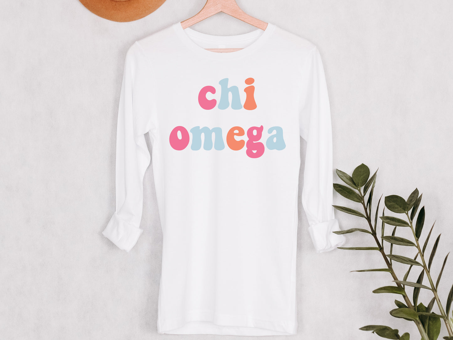 Chi Omega Vividly Vibrant Sorority Long Sleeve T-shirt _ 3158g
