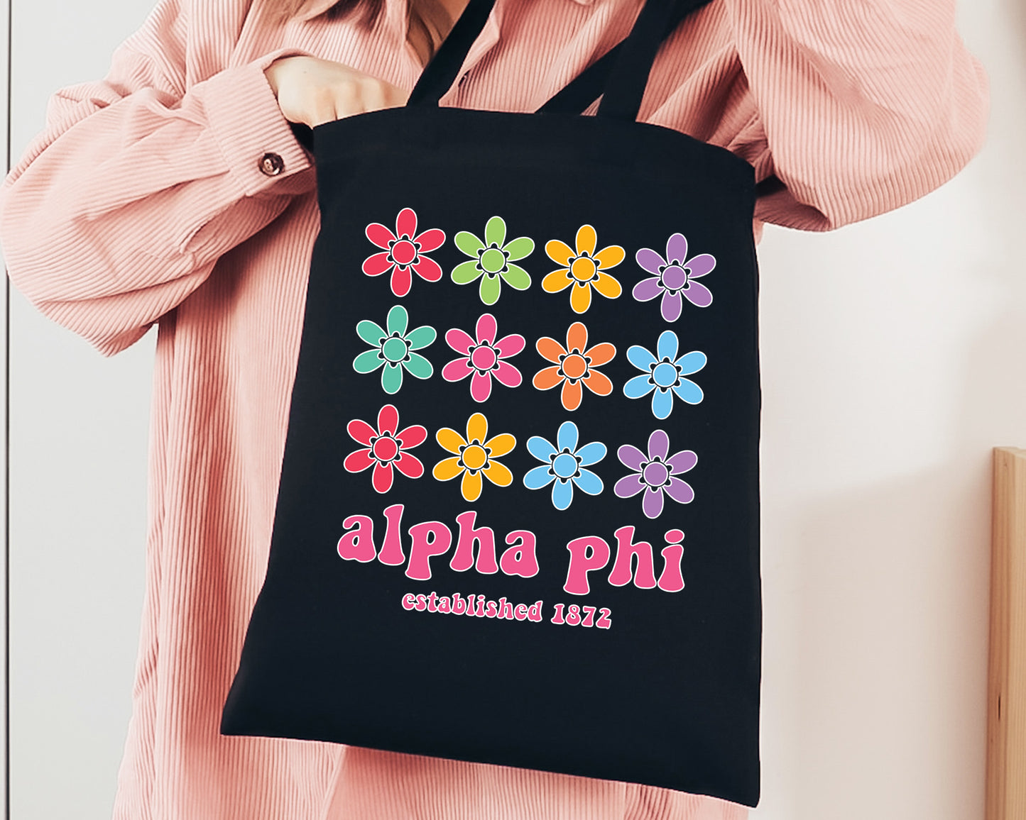 Alpha Phi Floral Bloom Sorority Tote Bag _ 34520g
