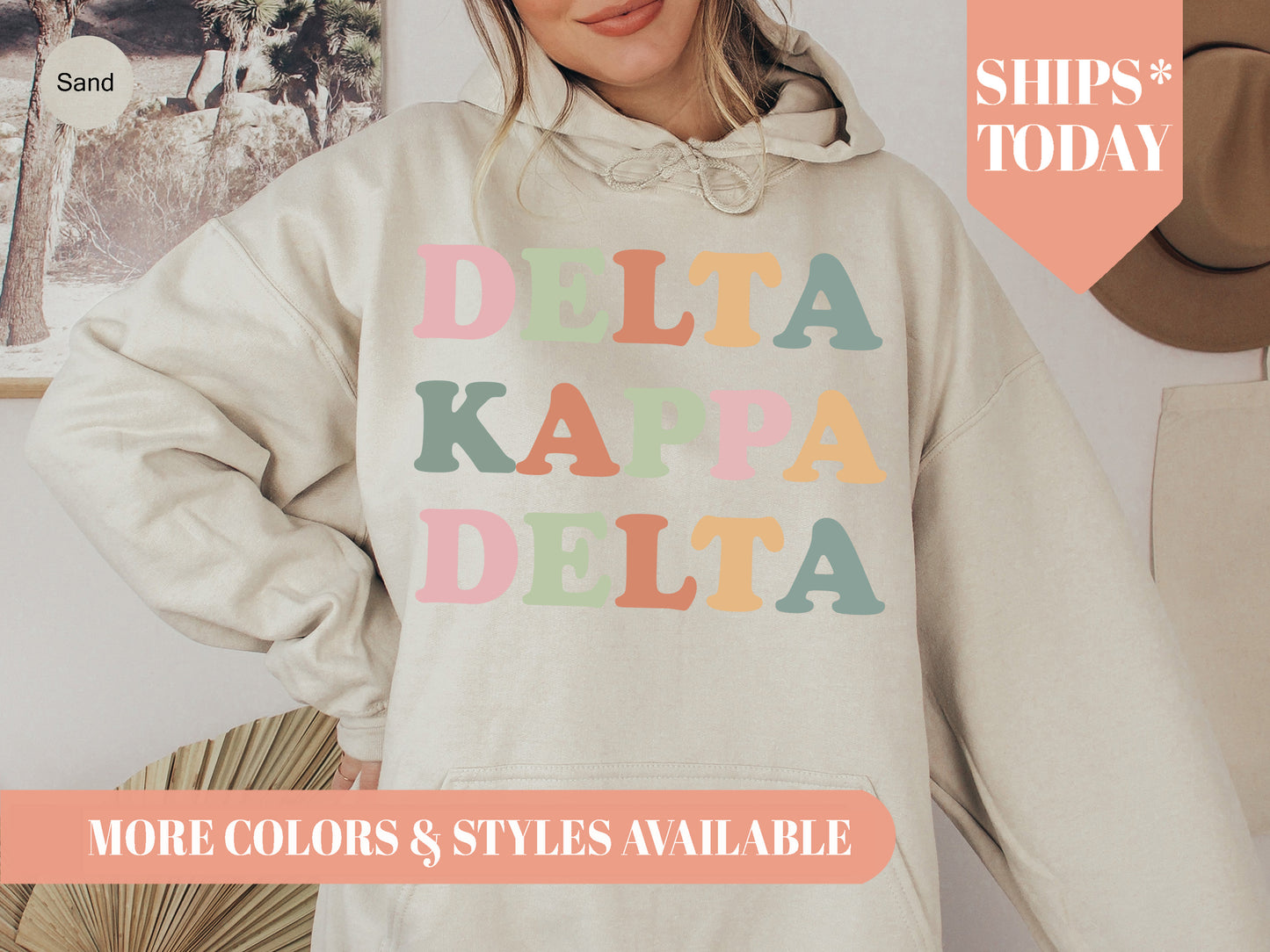 Delta Kappa Delta Bright and Colorful Sorority Hoodie _ 3470g