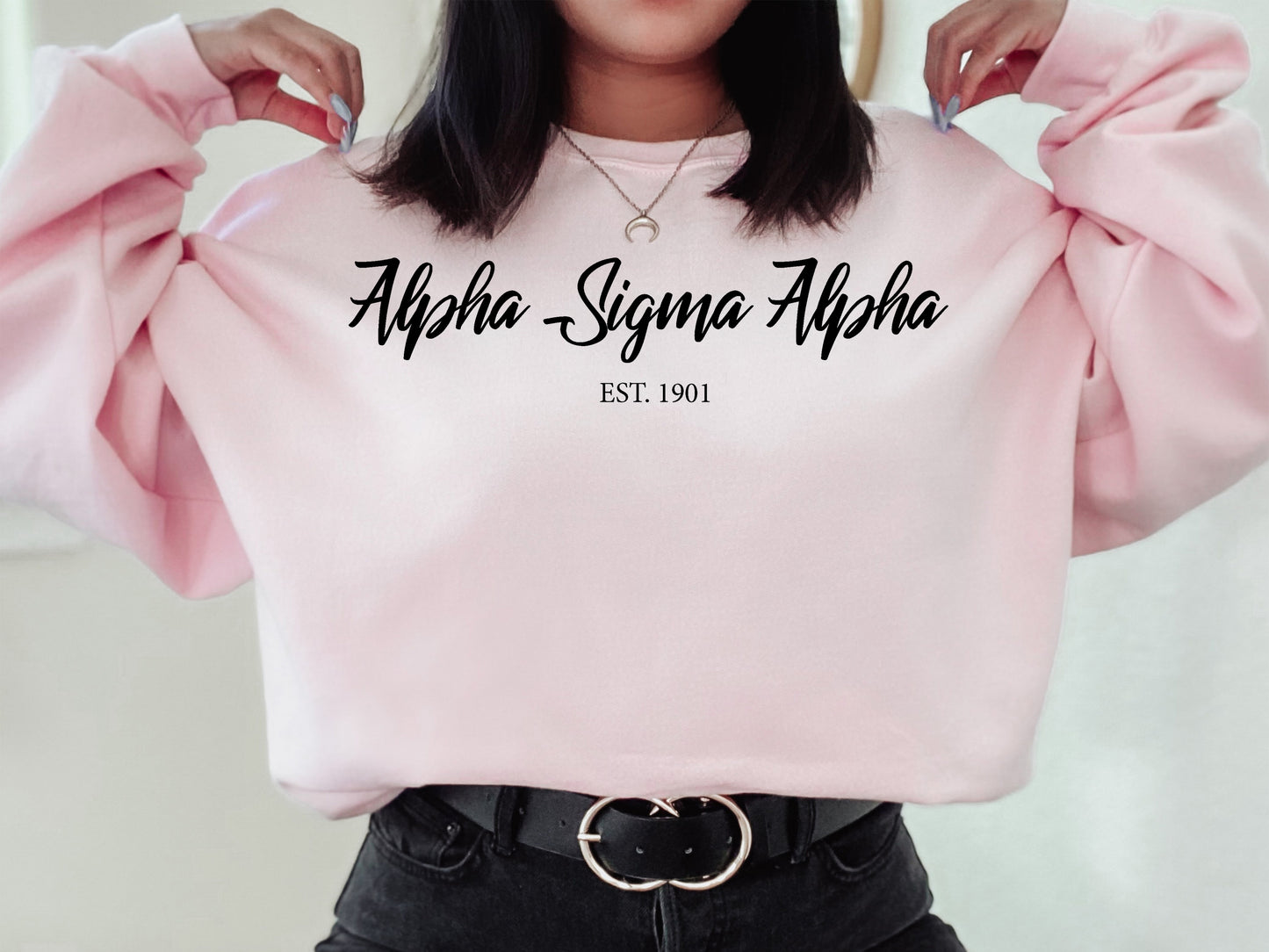Alpha Sigma Alpha Black Flowy Sorority Sweatshirt _ 83g