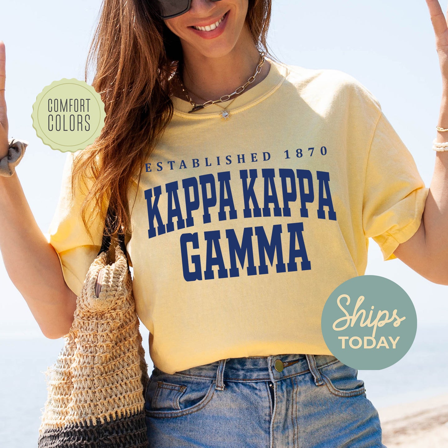 Kappa Kappa Gamma Bold Letters Comfort Colors Sorority T-shirt _ 35137g