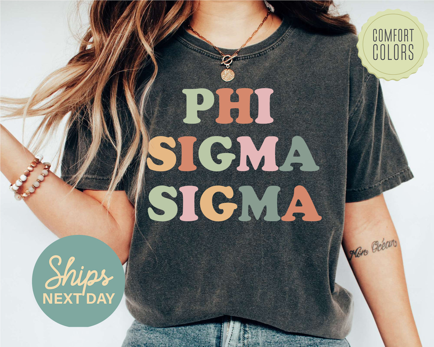 Phi Sigma Sigma Bright and Proud Comfort Colors Sorority T-shirt _ 433g