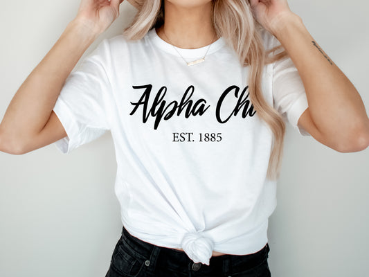 Alpha Chi Omega Black Flowy Sorority T-shirt _ 77g