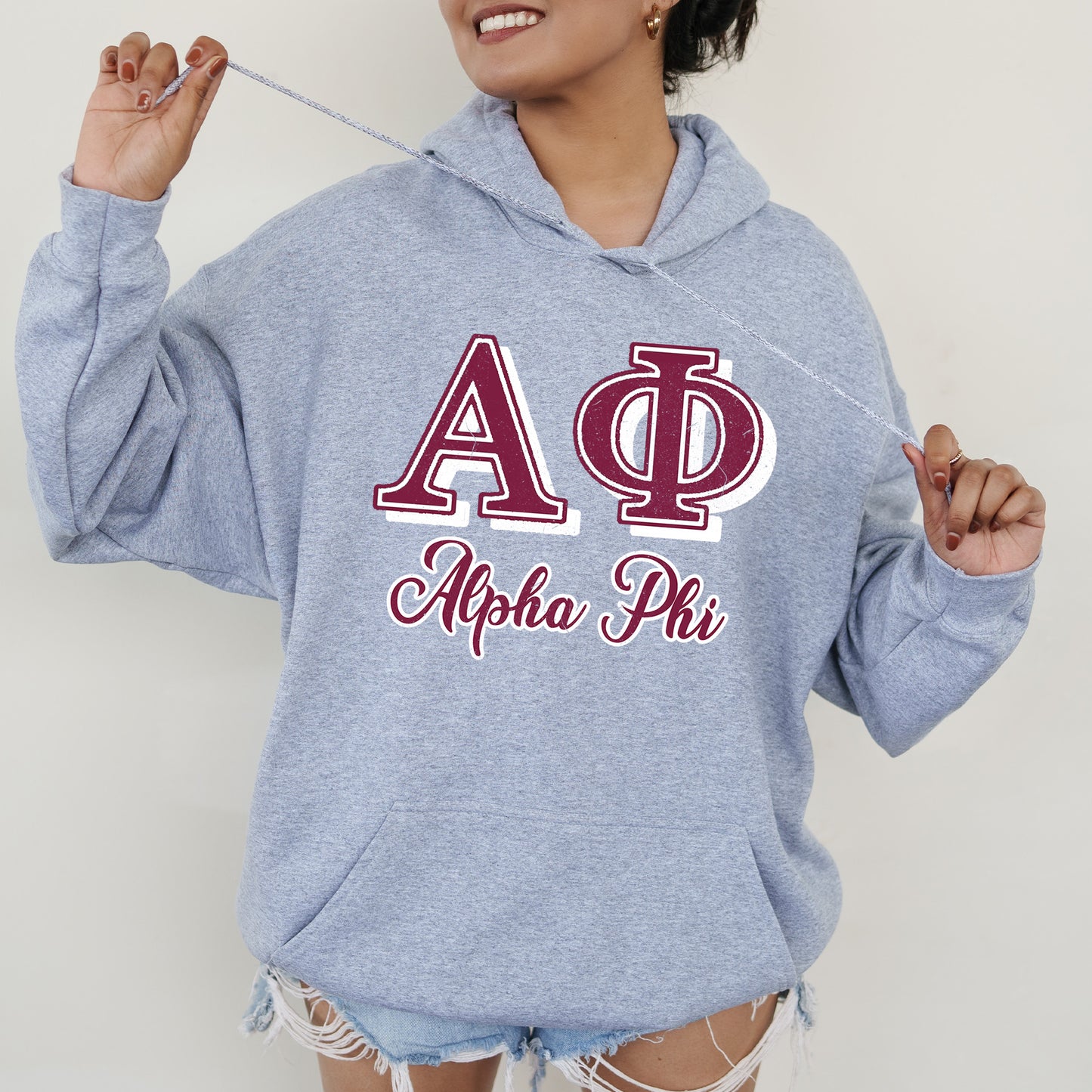Alpha Phi Greek Colors Sorority Hoodie _ 36074g