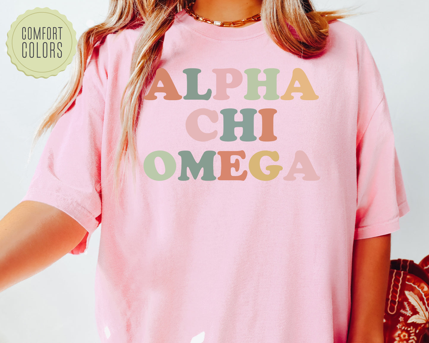 Alpha Chi Omega Bright and Proud Comfort Colors Sorority T-shirt _ 414g