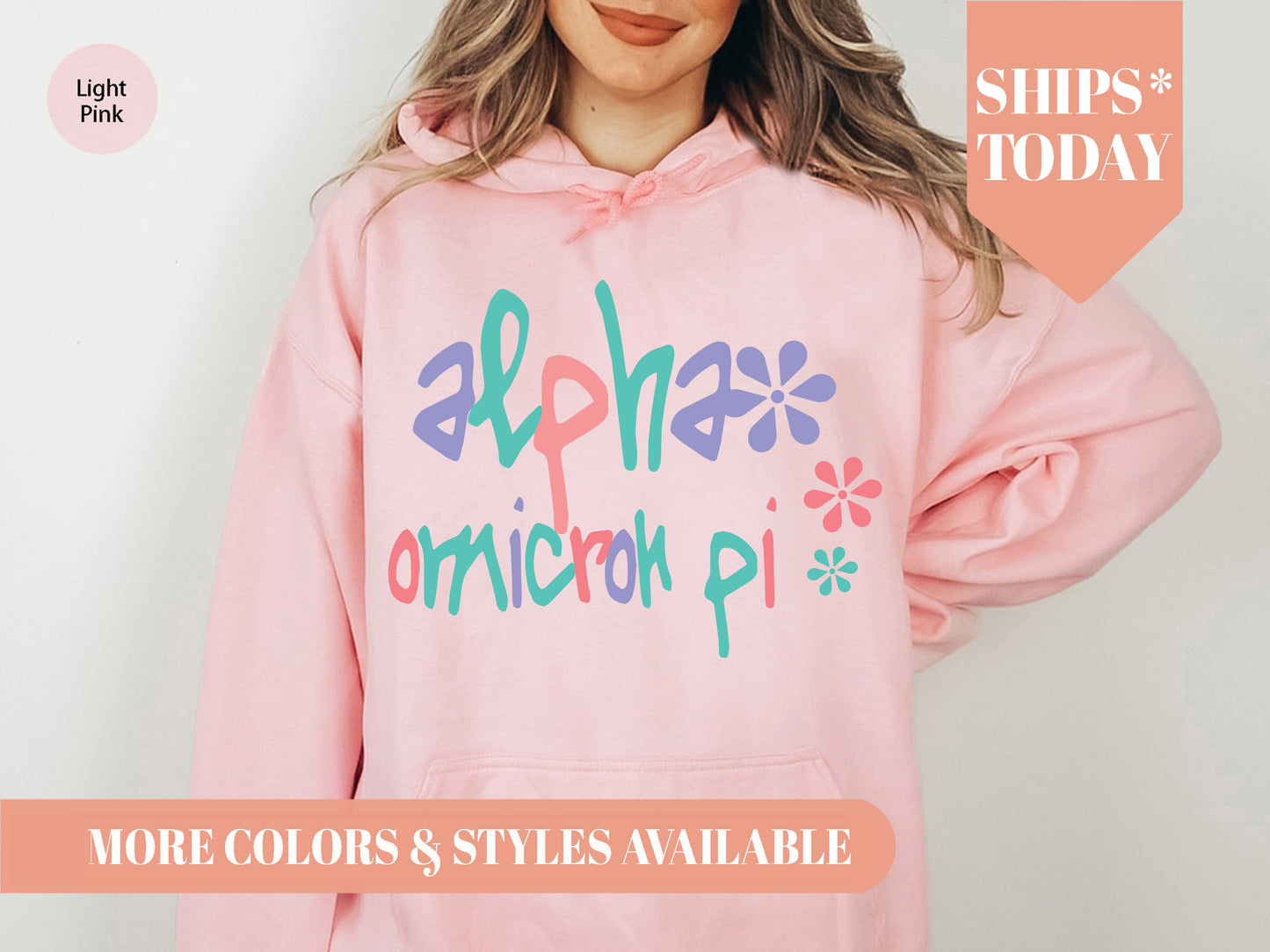 Alpha Omicron Pi Colorful Floral Sorority Hoodie _ 2607g