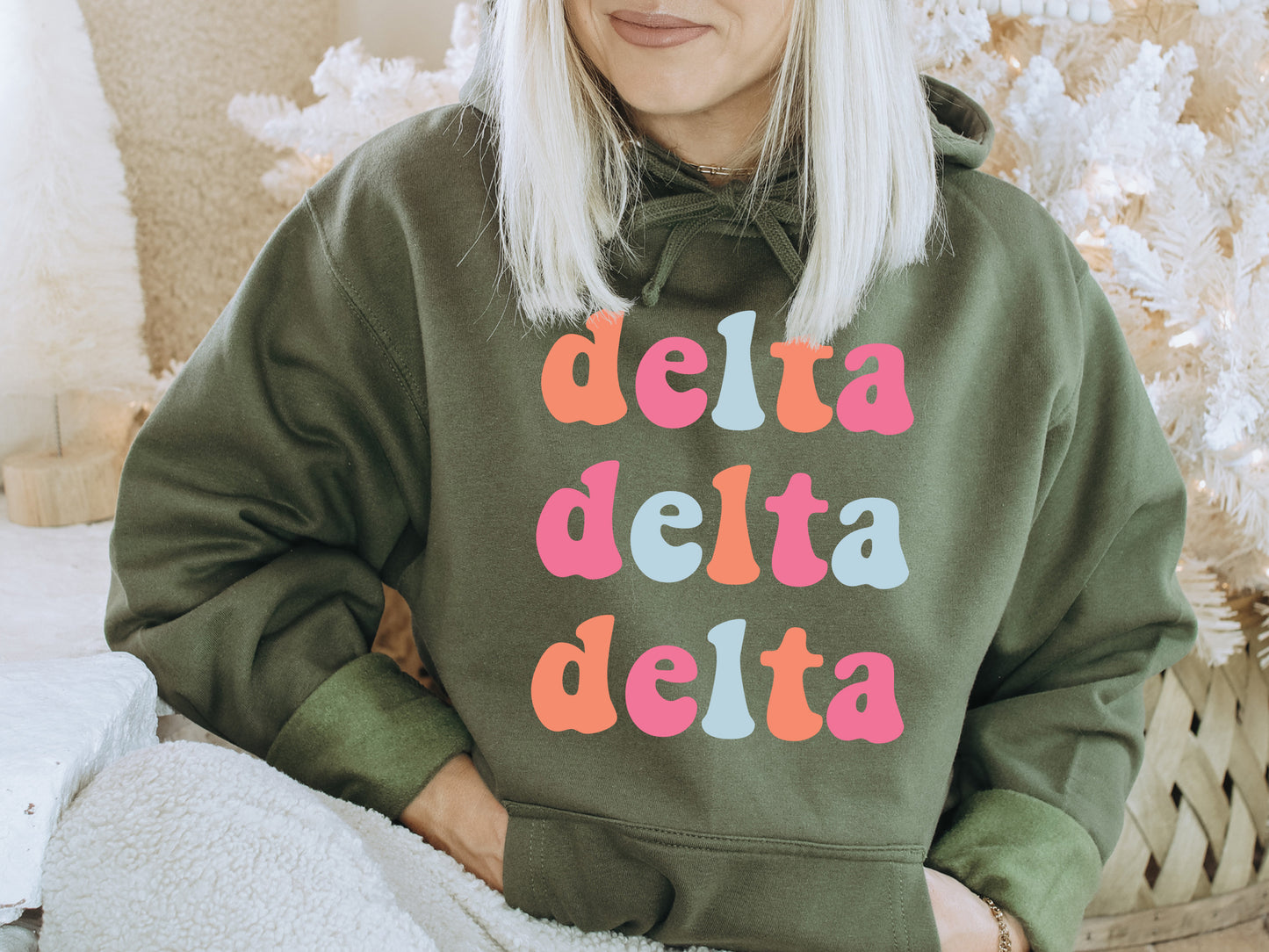 Delta Delta Delta Vividly Vibrant Sorority Hoodie _ 3159g