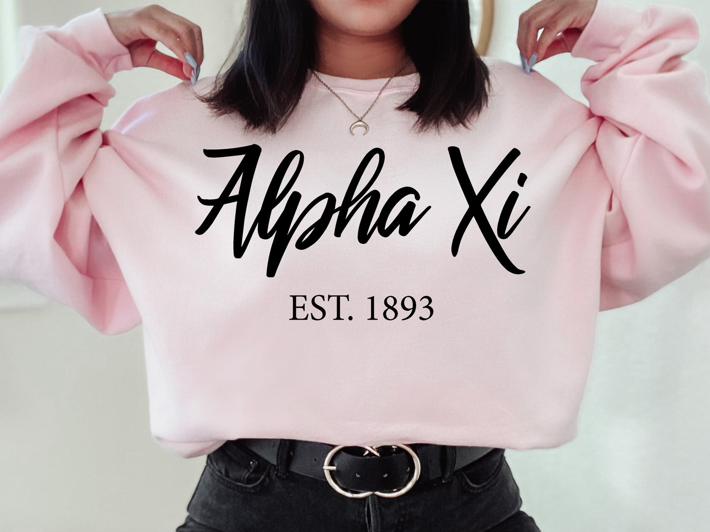 Alpha Xi Delta Black Flowy Sorority Sweatshirt _ 85g