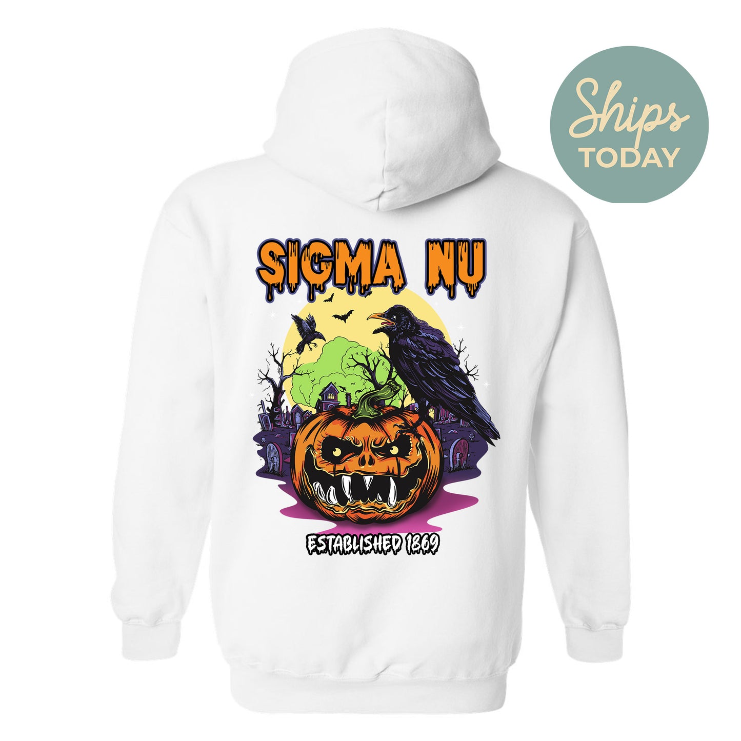 Sigma Nu Halloween Bats Fraternity Hoodie _ 36275g