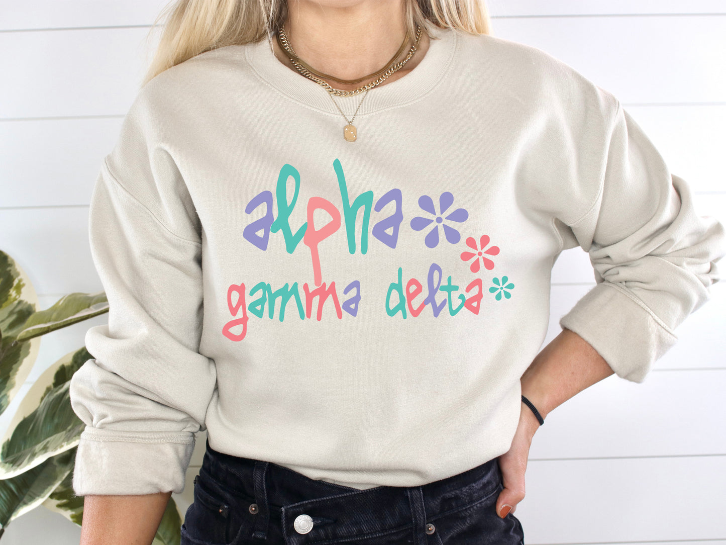 Alpha Gamma Delta Colorful Floral Sorority Sweatshirt _ 2606g