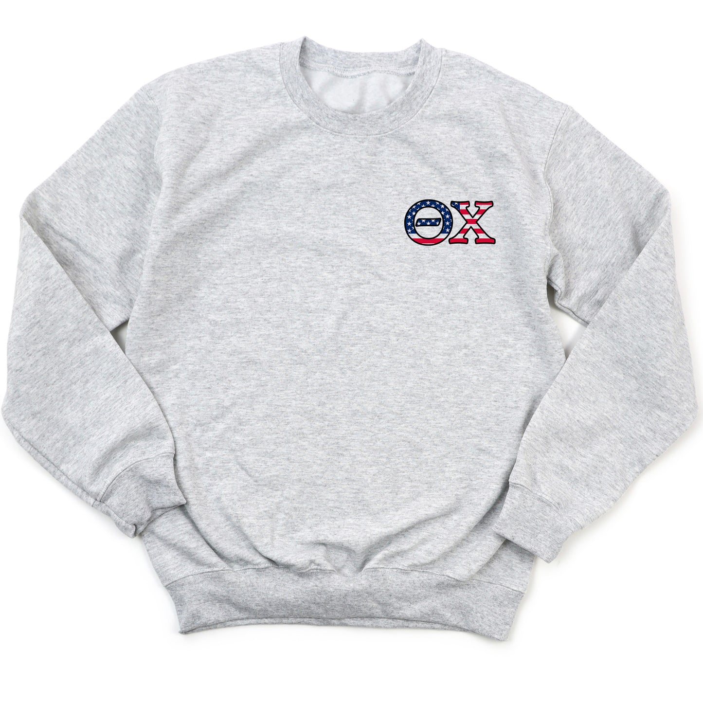 a grey sweatshirt with the letters xo on it