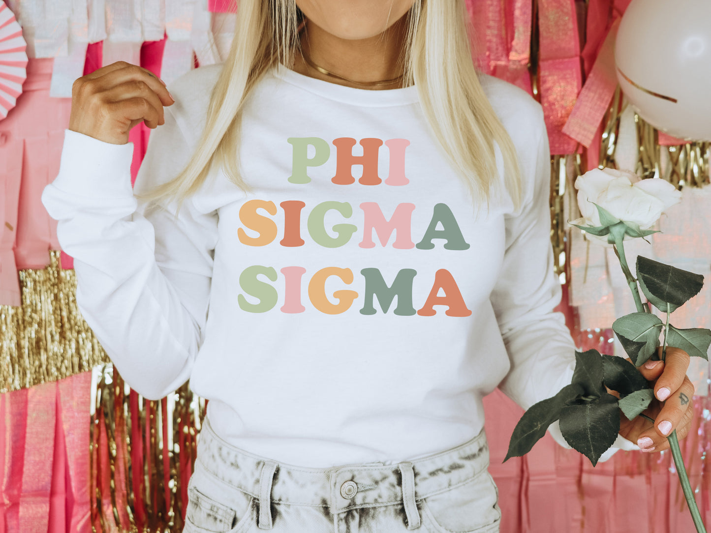 Phi Sigma Sigma Bright and Proud Sorority Long Sleeve T-shirt _ 433g