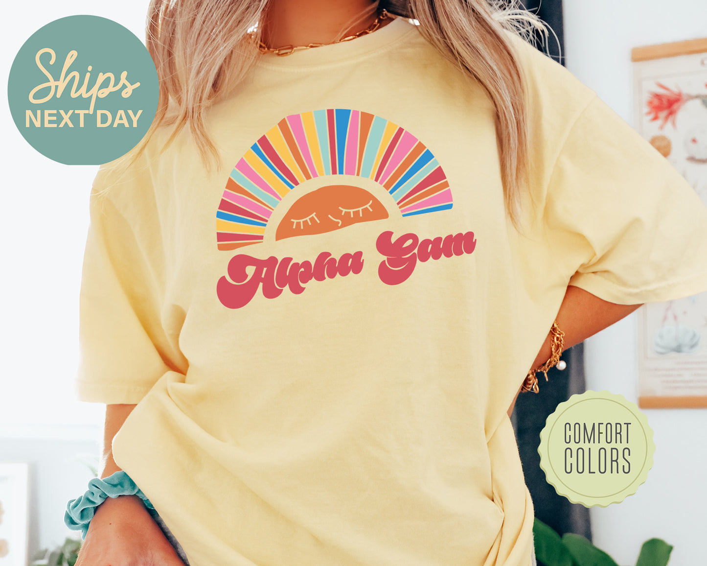 Alpha Gamma Delta Sunshine Comfort Colors Sorority T-shirt _ 3310g